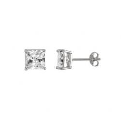 Cercei din argint 925 rodiat cu zirconii 6 mm [0]